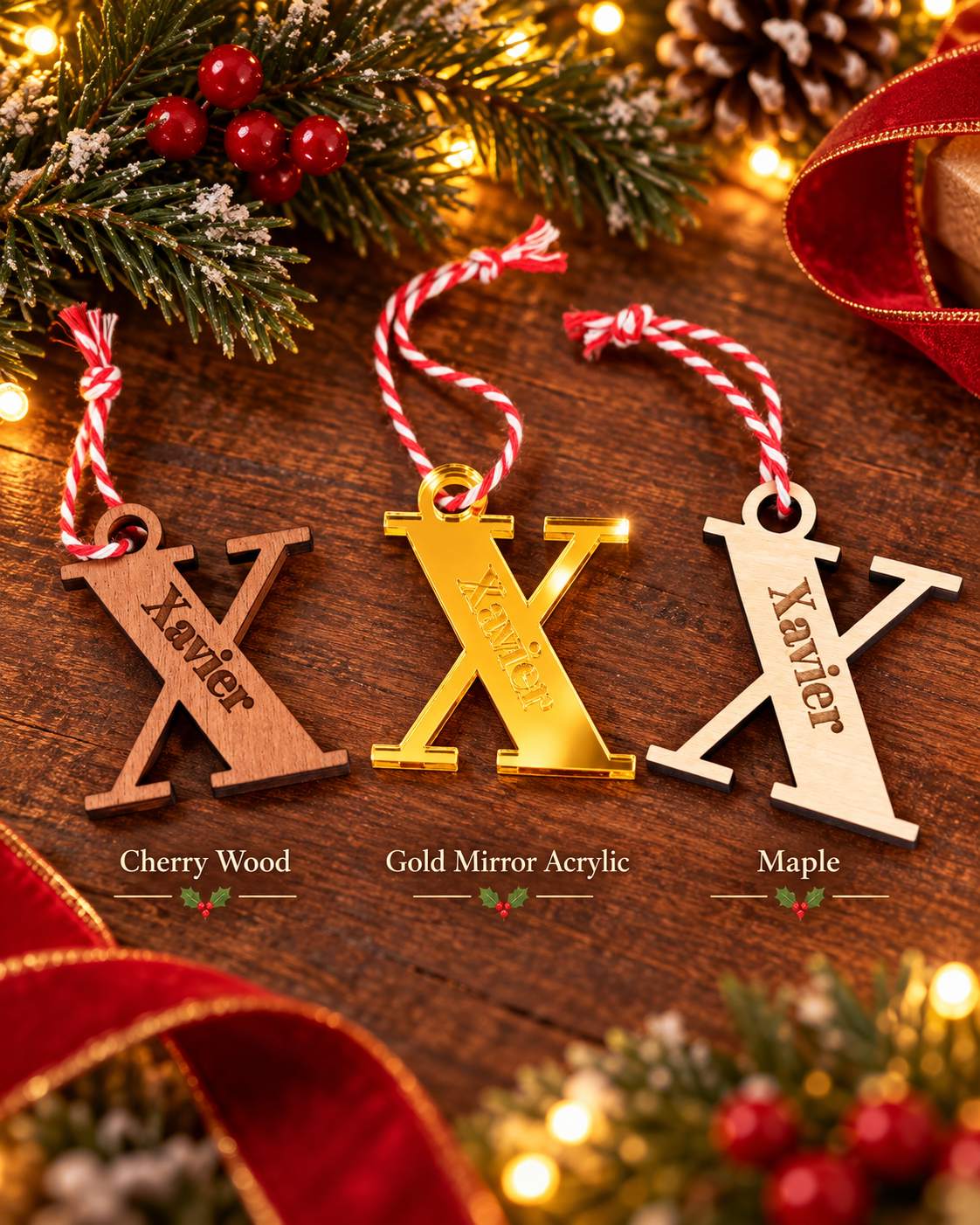 PERSONALIZED LETTER & NAME STOCKING / GIFT TAG